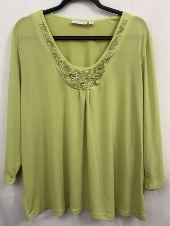 Tops - Women’s Embellished Scoop Neck Soft Knit Blouse